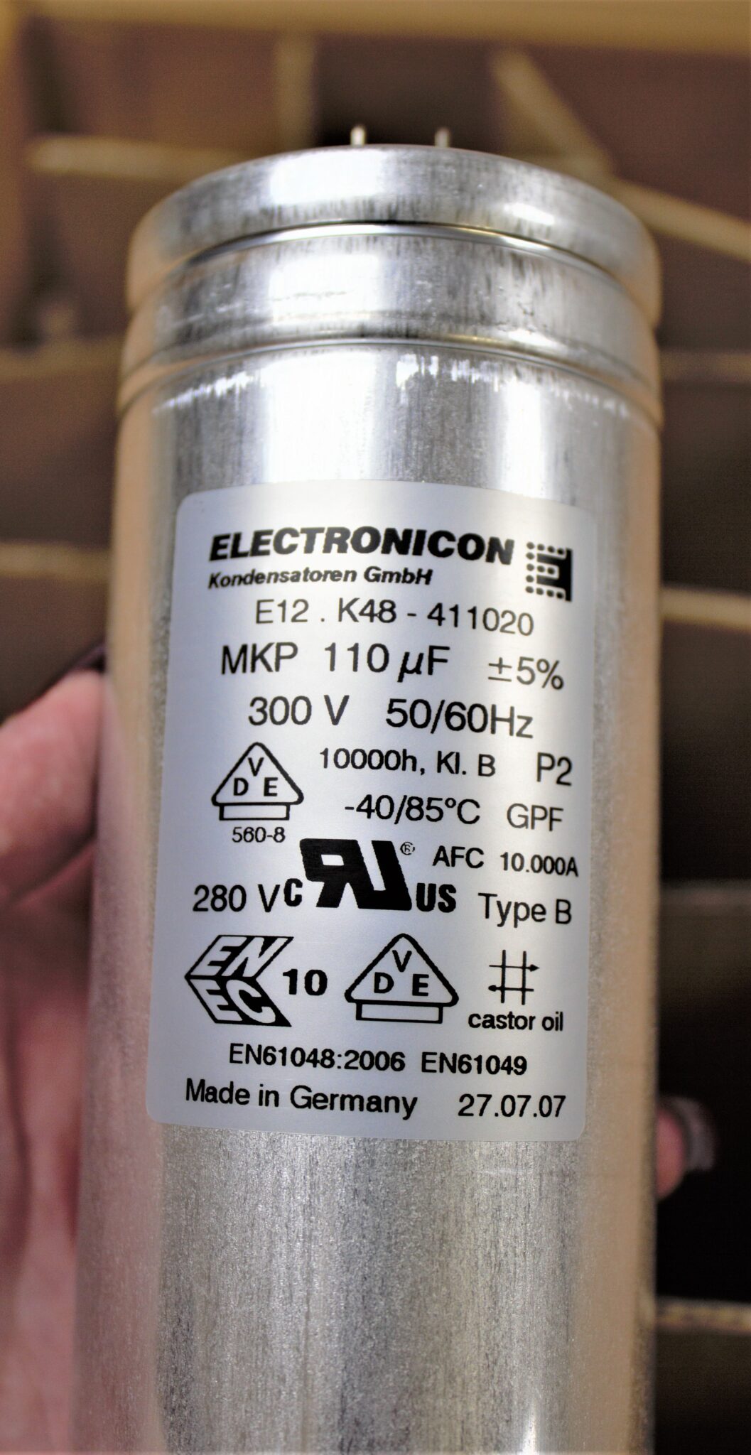 Electronicon Capacitor E12.K48411020/220001 110.0 uF 280300 V ac