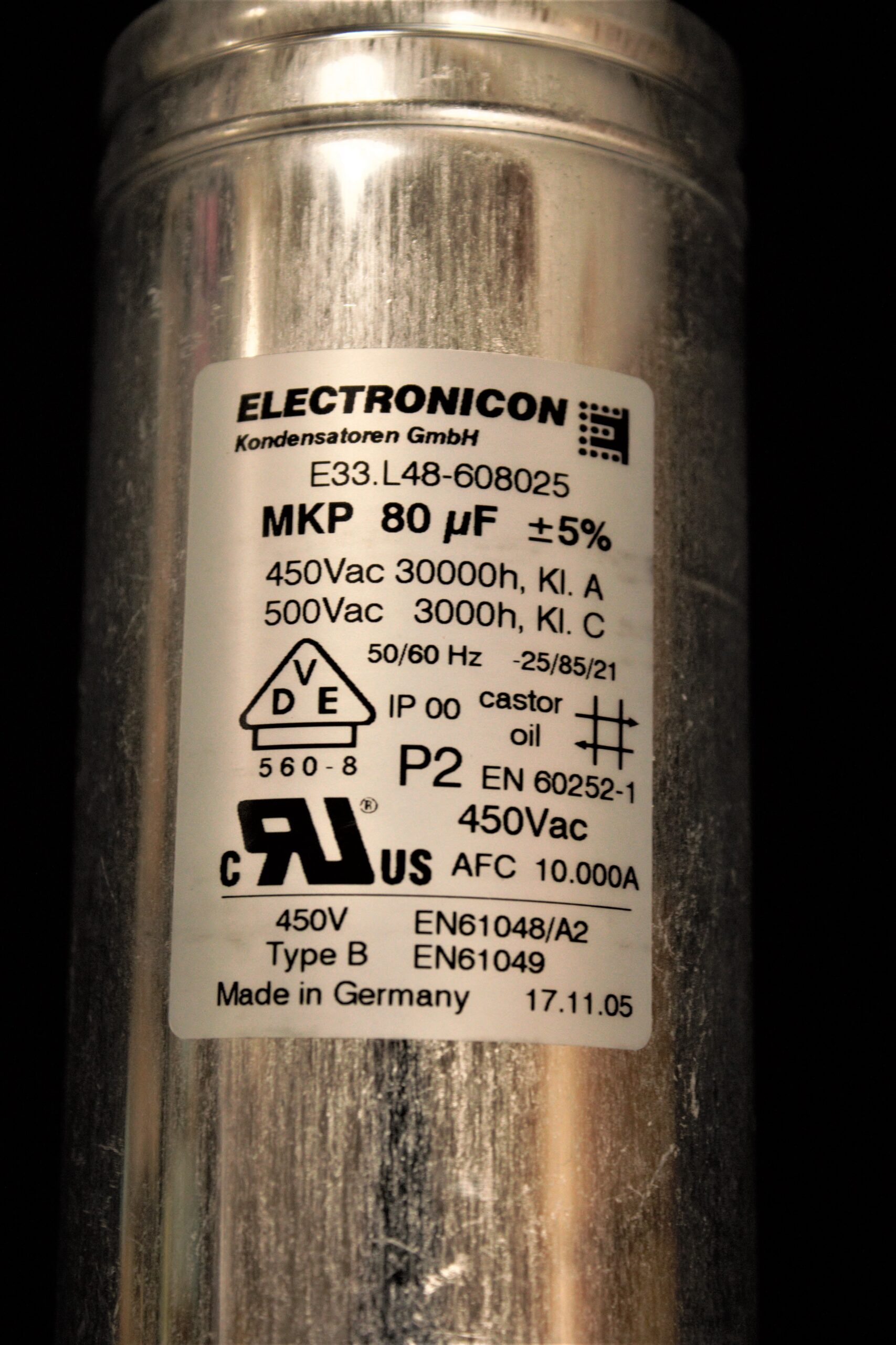 Electronicon Capacitor E33.L48.608025/22001 - UPE Inc.